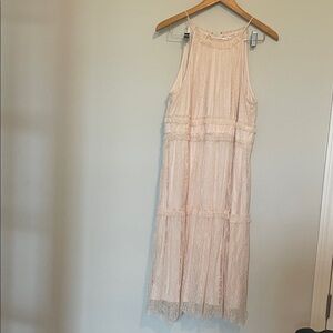 Calvin Klein Blush Lace Overlay Dress Sz 14 EUC